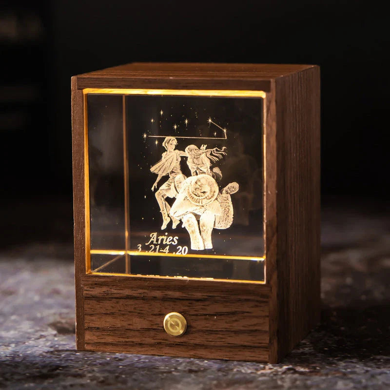 Dazzling Constellation Table Lamp with Premium Black Walnut and K9 Crystal Design