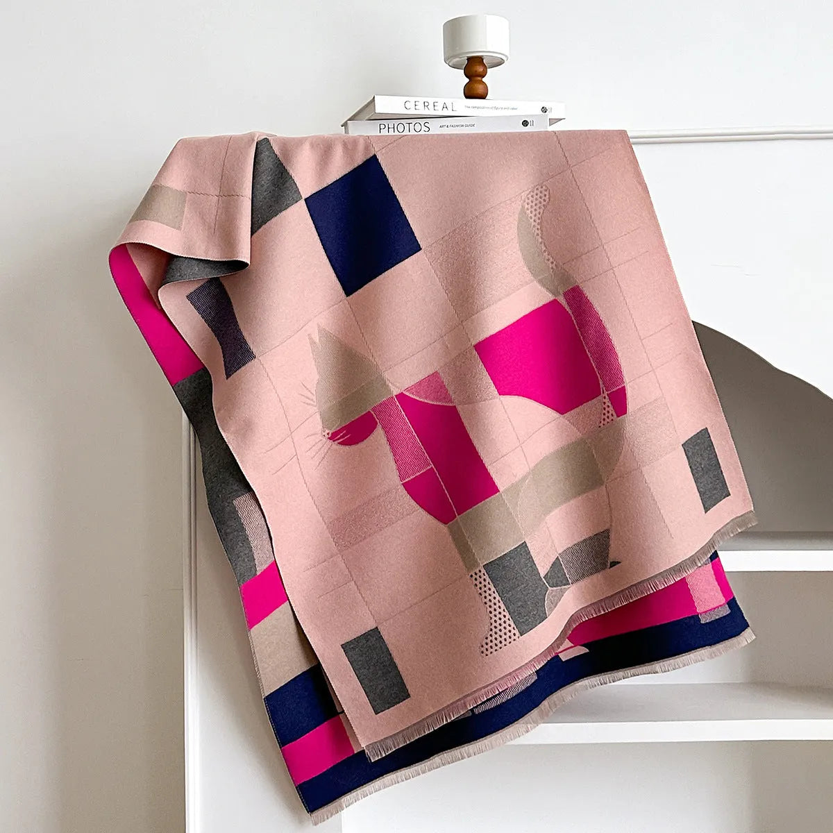 Mid-length 185cm polyester imitation cashmere scarf in eight autumn colours