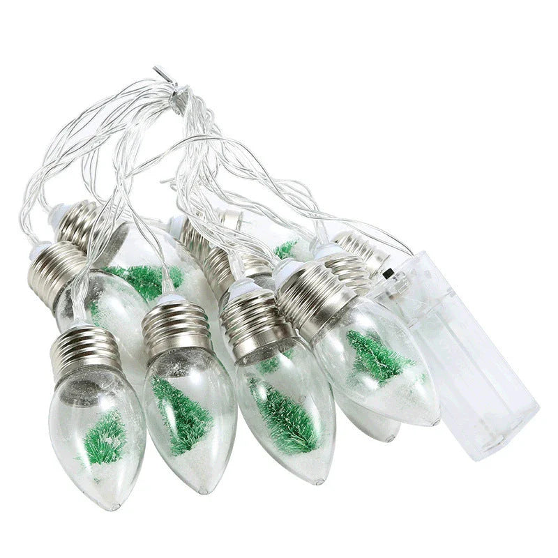 Battery-powered LED string lights in a bottle shape, suitable for Christmas tree, stair, and indoor holiday decorations