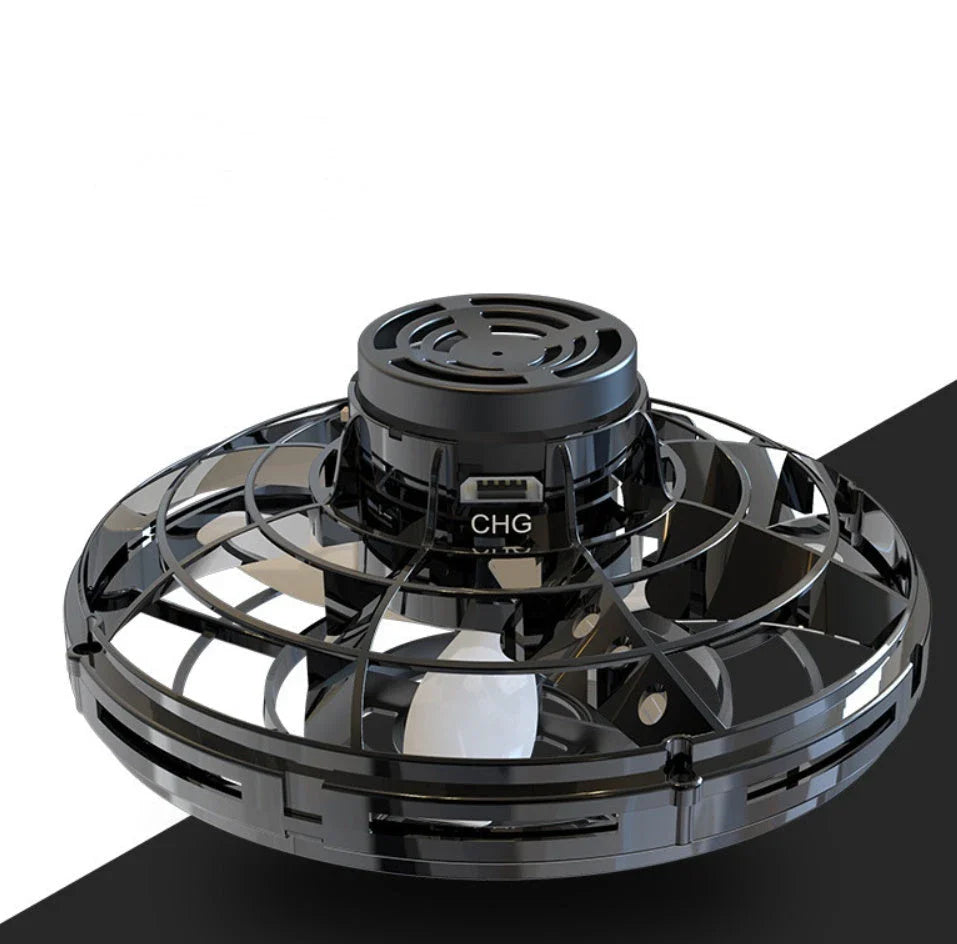 Mini Fingertip Gyro Interactive Decompression Toy Drone with LED UFO-style lighting and helicopter design for high-flying fun