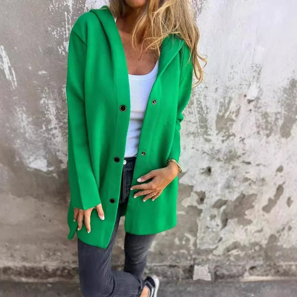 Cozy hooded cardigan jacket in various colors, featuring a relaxed fit and soft, premium polyester fabric for maximum comfort and style.