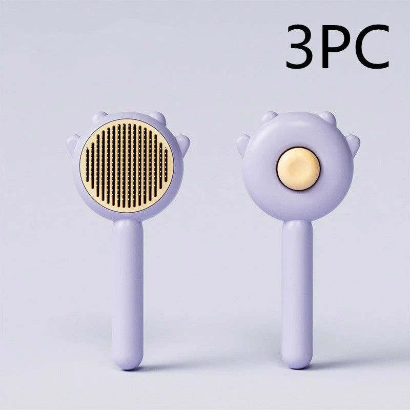 Premium pet grooming brush featuring dual-action hair removal and soothing massage for cats and dogs