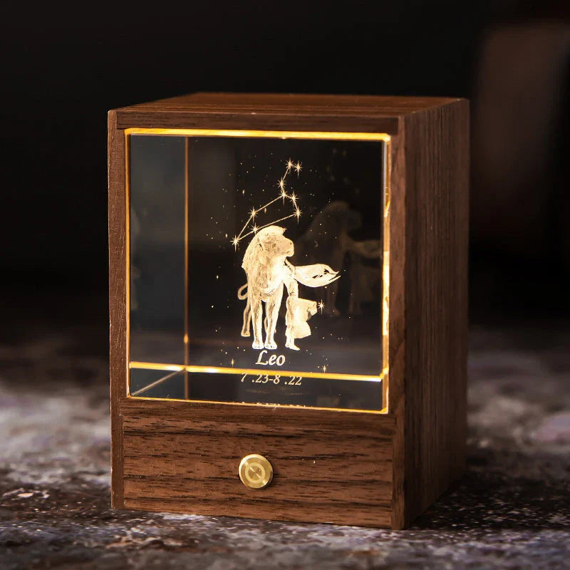 Dazzling Constellation Table Lamp with Premium Black Walnut and K9 Crystal Design