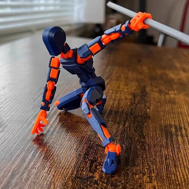 Customizable 3D printed multi-jointed action figure robot toy in various vibrant colors