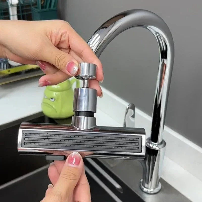 Premium waterfall kitchen faucet with versatile water modes, including waterfall, strong pressure, scraper, and gentle shower settings