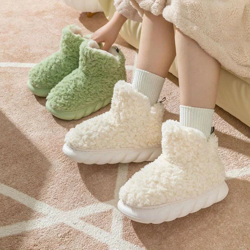Cozy plush waterproof slippers in a variety of vibrant colors, featuring a stylish design and durable construction for indoor and outdoor wear