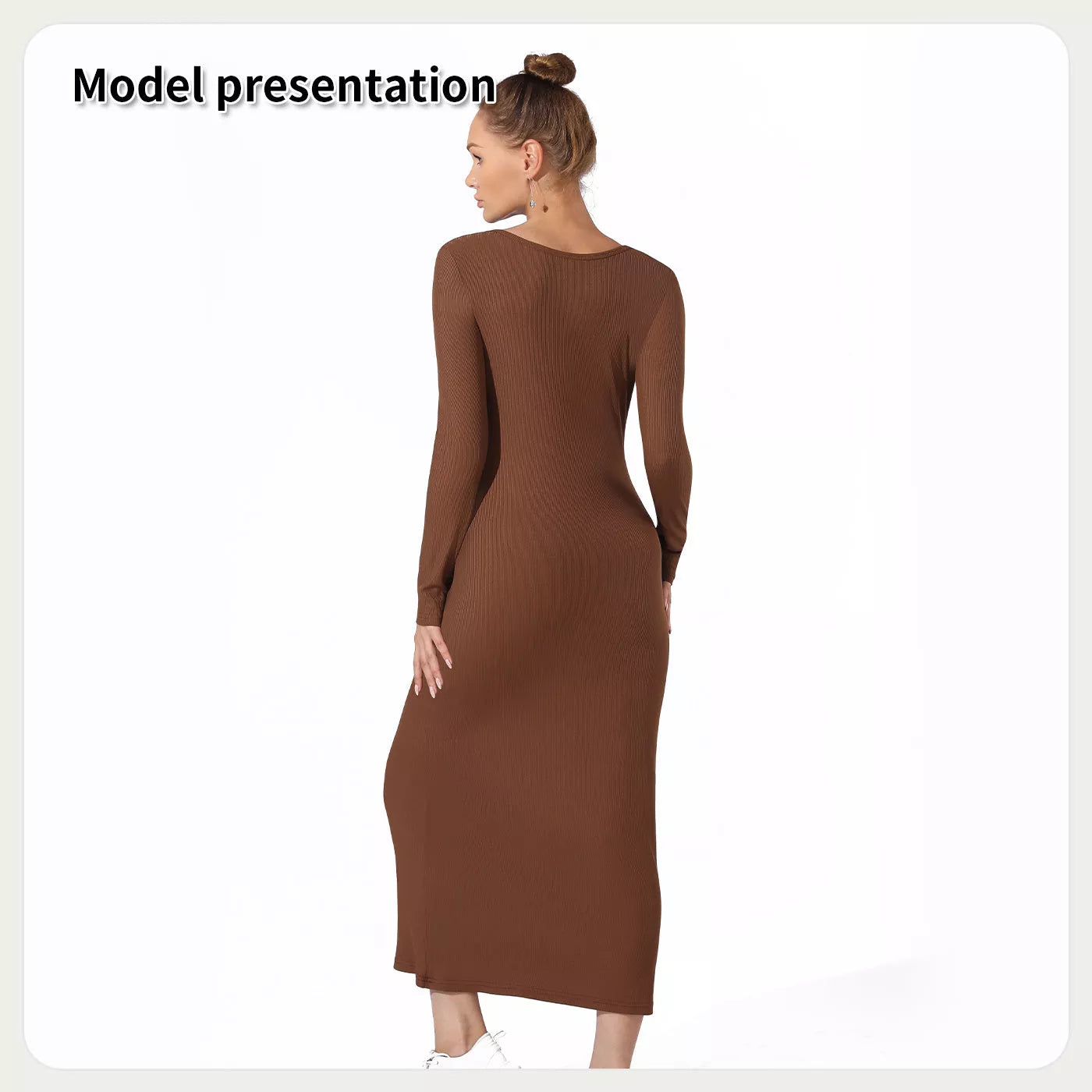 Women's solid colour dress in black or coffee, available in sizes S to 4XL