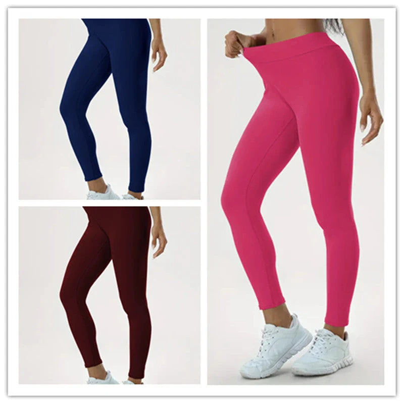 Women's high-waist yoga pants in various vibrant colors designed for comfort and style
