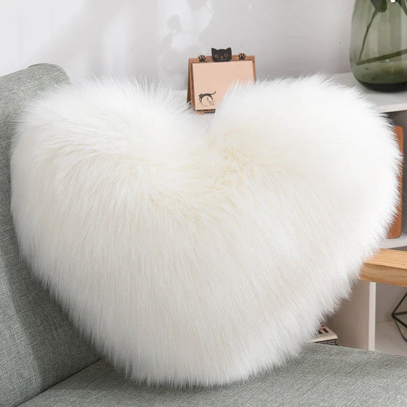 Soft, plush heart-shaped decorative throw pillow covers in various colors for living room and bedroom decor