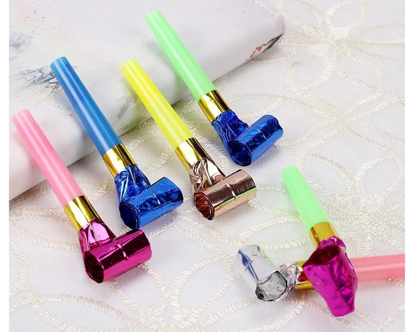 Colourful dragon-themed plastic hammers or sticks, perfect as party favours for children's events and celebrations