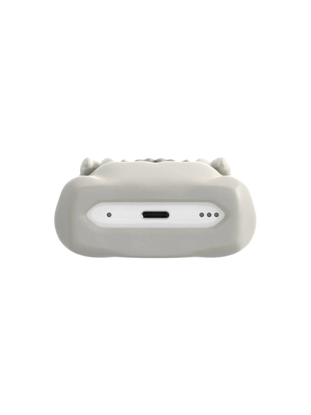 A silicone protective case for AirPods Pro earbuds, featuring a spooky, fluorescent design and a detachable keychain.