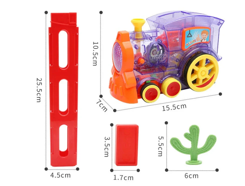 Domino Domino Train Building Blocks Toy with Automatic Dominoes Release for Engaging Educational Play