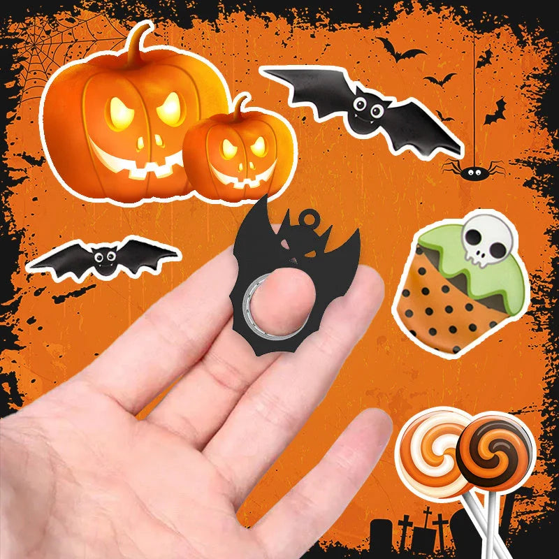 Halloween-themed bat demon ghost fidget spinner keychain toy for stress relief