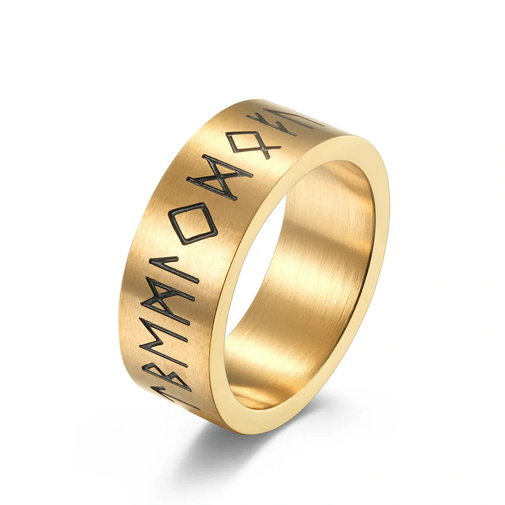 Stylish titanium steel matte brushed unisex ring in steel, gold, and black colors