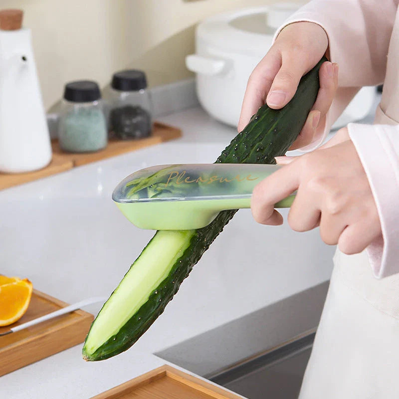 Versatile potato and vegetable peeler with storage compartment for efficient and organized kitchen prep