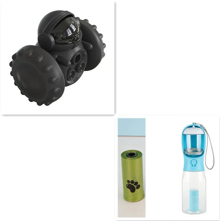 Interactive puzzle slow feeder toy for dogs and cats, with a rolling tumbler design that encourages active and entertaining feeding