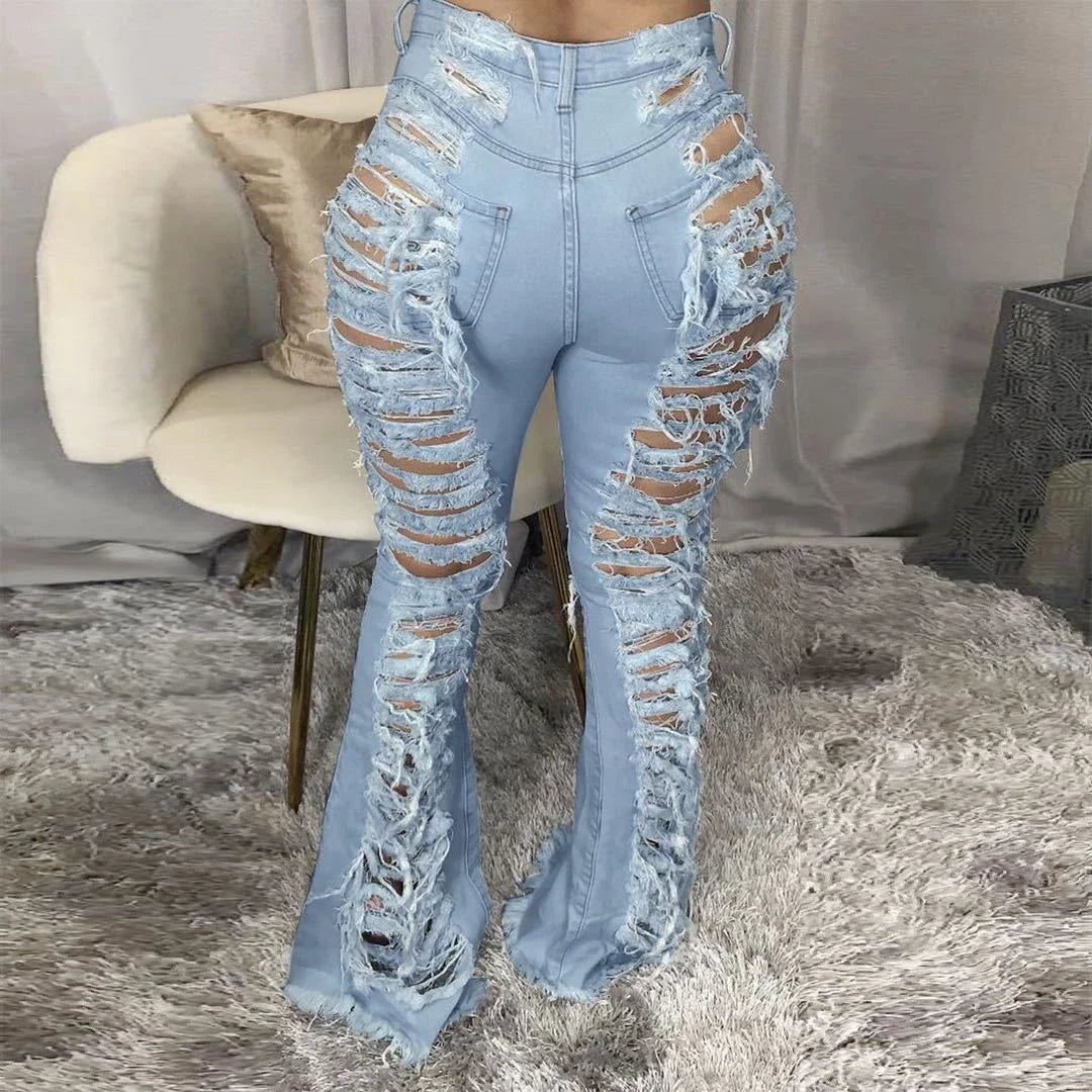 Premium stretch denim plus-size bell-bottom jeans in a variety of colours and sizes