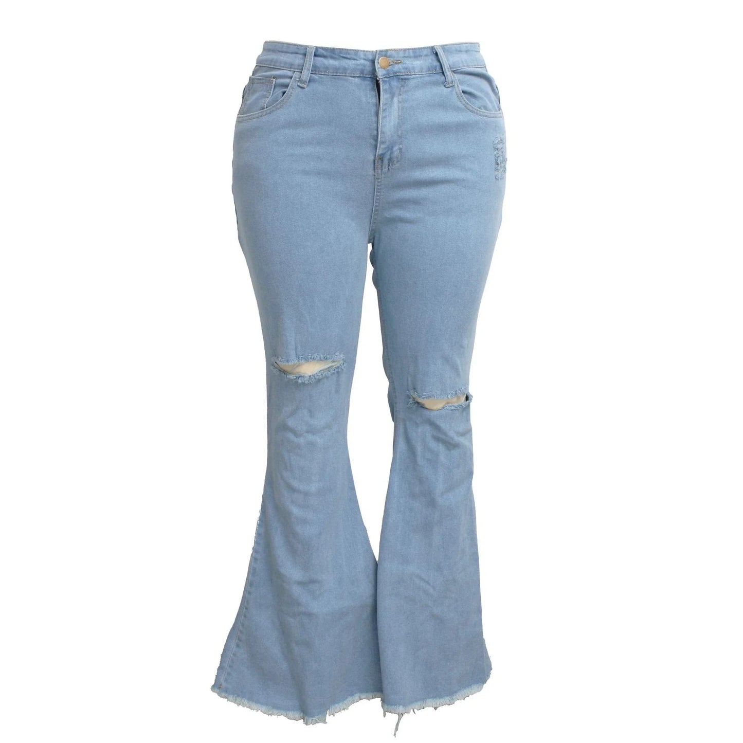 Premium stretch denim plus-size bell-bottom jeans in a variety of colours and sizes