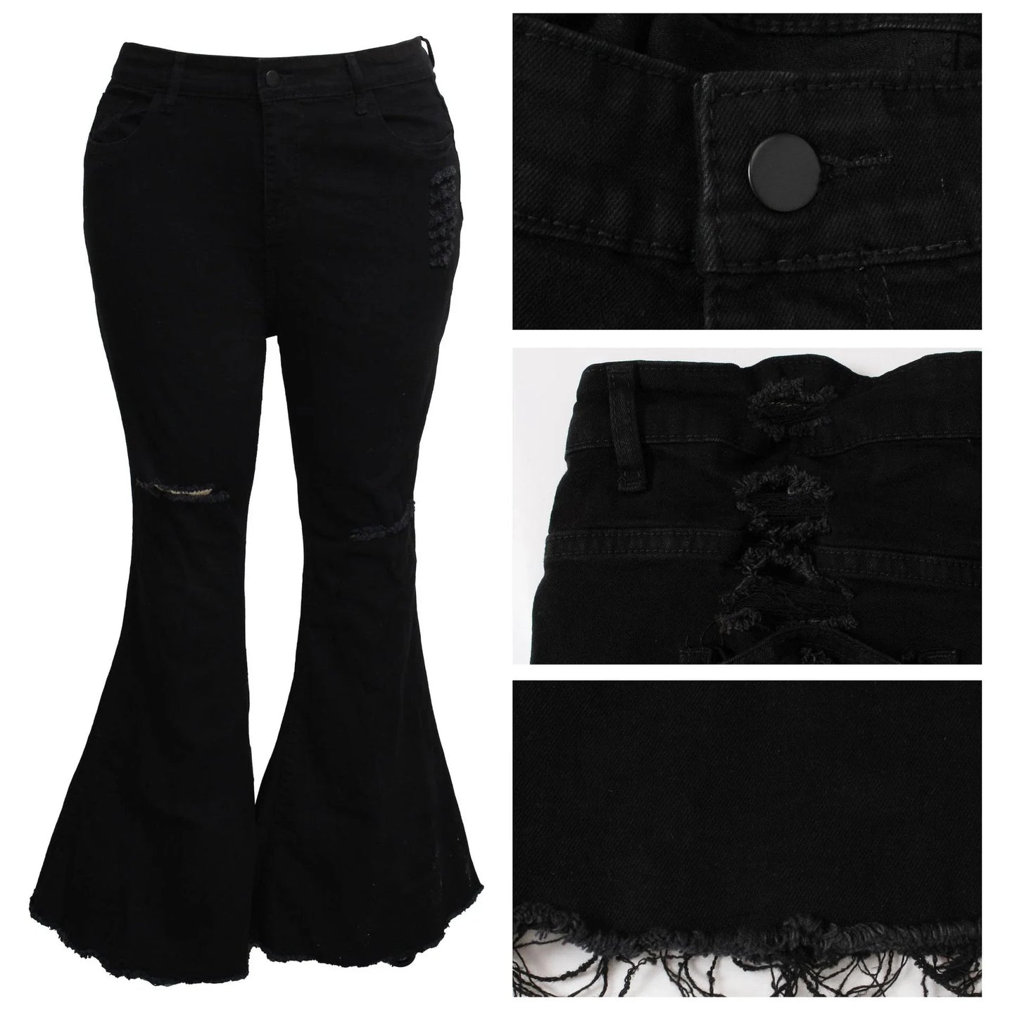 Premium stretch denim plus-size bell-bottom jeans in a variety of colours and sizes