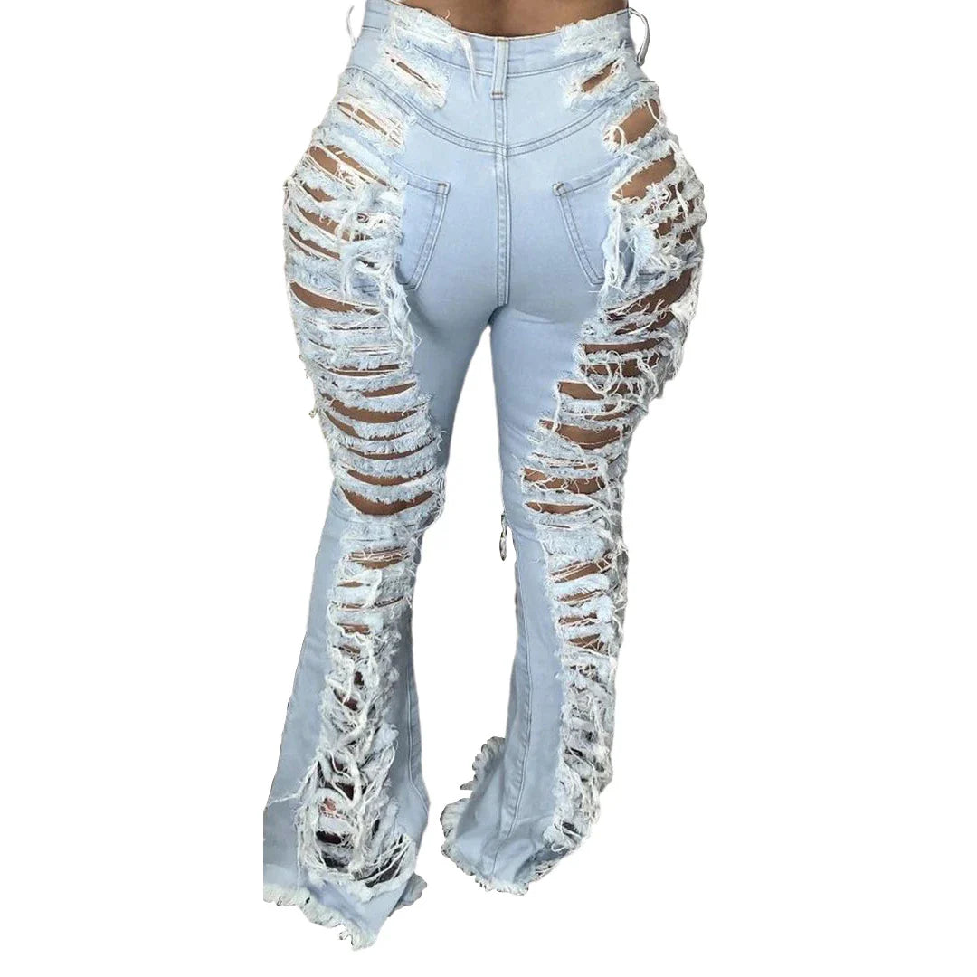 Premium stretch denim plus-size bell-bottom jeans in a variety of colours and sizes