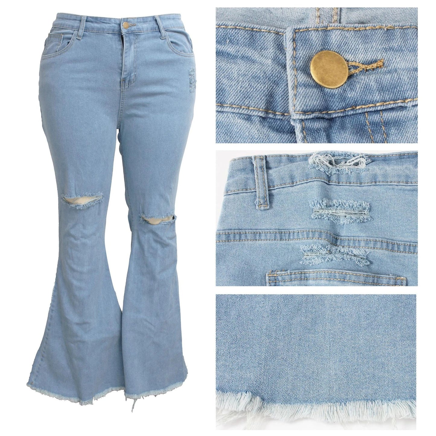 Premium stretch denim plus-size bell-bottom jeans in a variety of colours and sizes