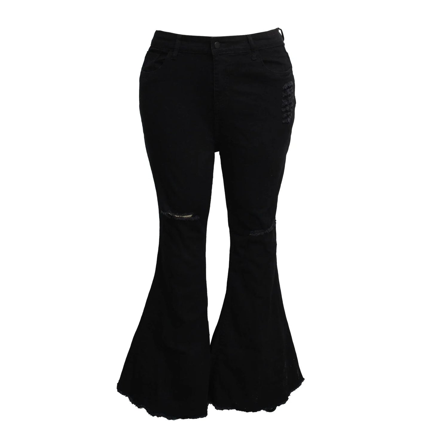 Premium stretch denim plus-size bell-bottom jeans in a variety of colours and sizes