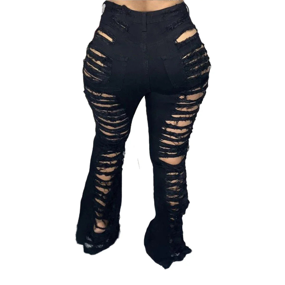 Premium stretch denim plus-size bell-bottom jeans in a variety of colours and sizes
