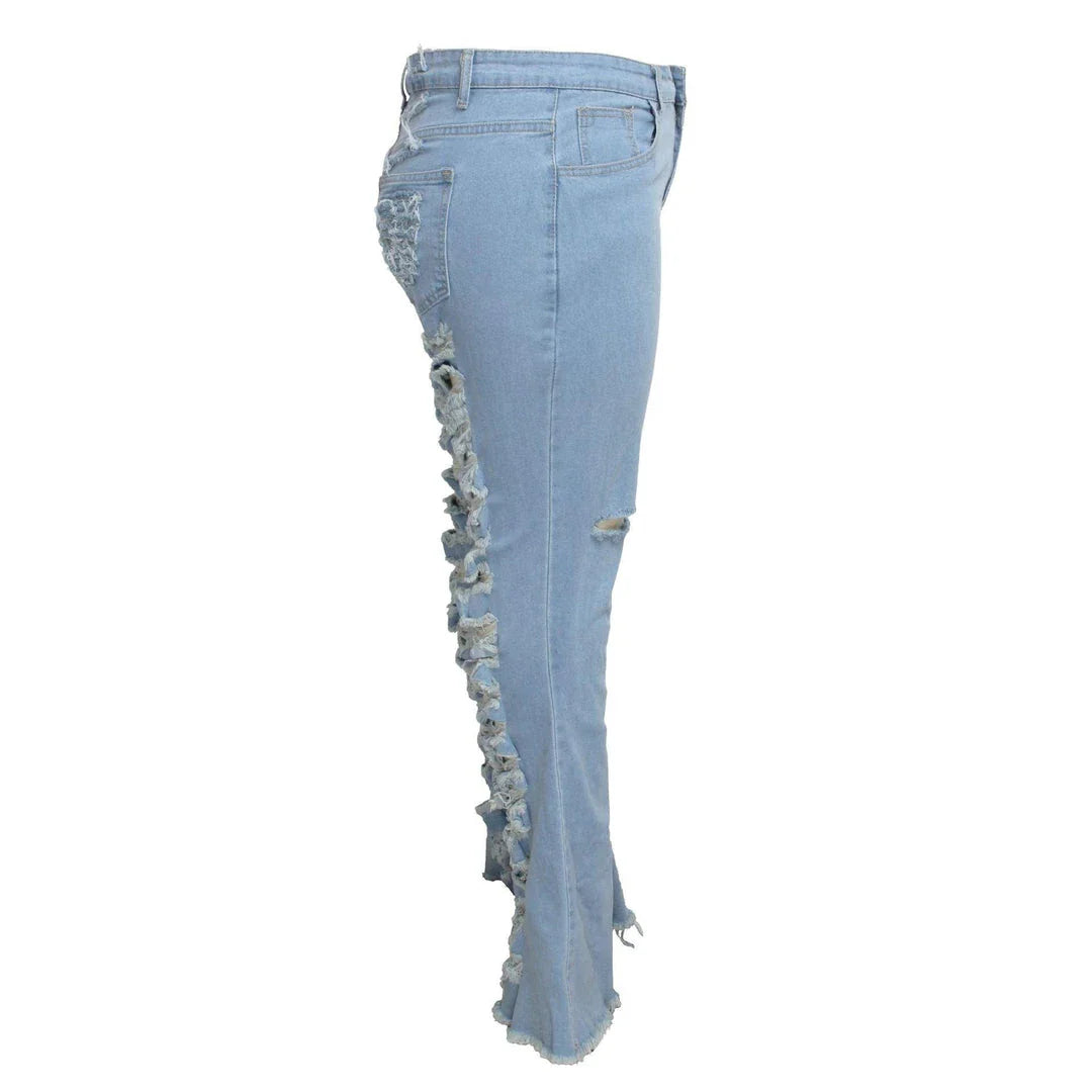 Premium stretch denim plus-size bell-bottom jeans in a variety of colours and sizes