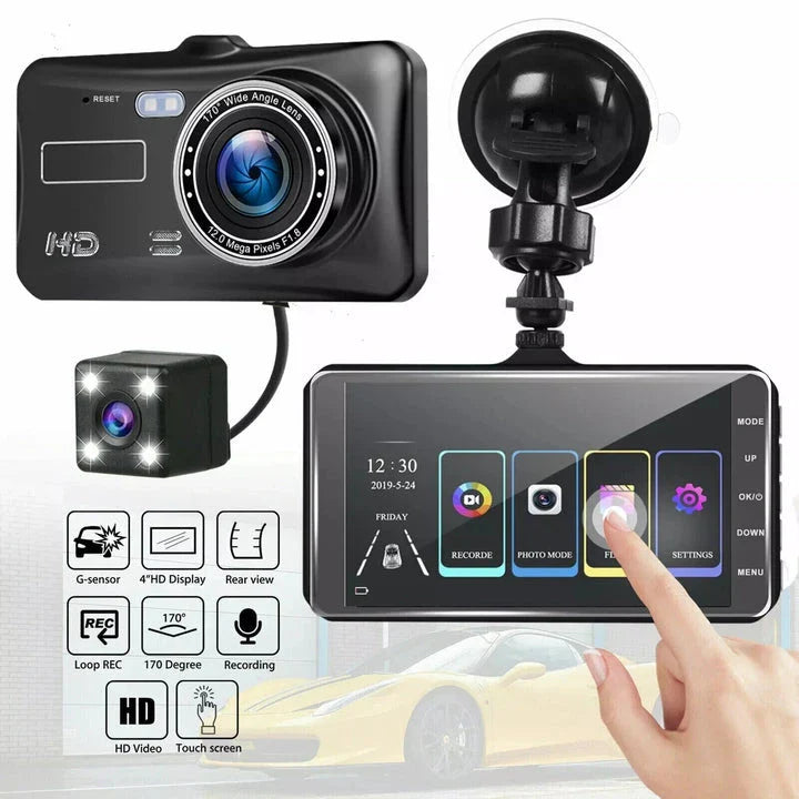 1080P Dual Dash Cam with Night Vision and 170° Wide-Angle Lens for Enhanced Road Safety