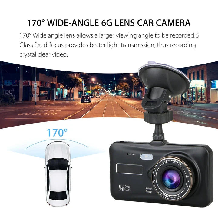1080P Dual Dash Cam with Night Vision and 170° Wide-Angle Lens for Enhanced Road Safety
