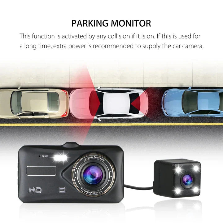 1080P Dual Dash Cam with Night Vision and 170° Wide-Angle Lens for Enhanced Road Safety