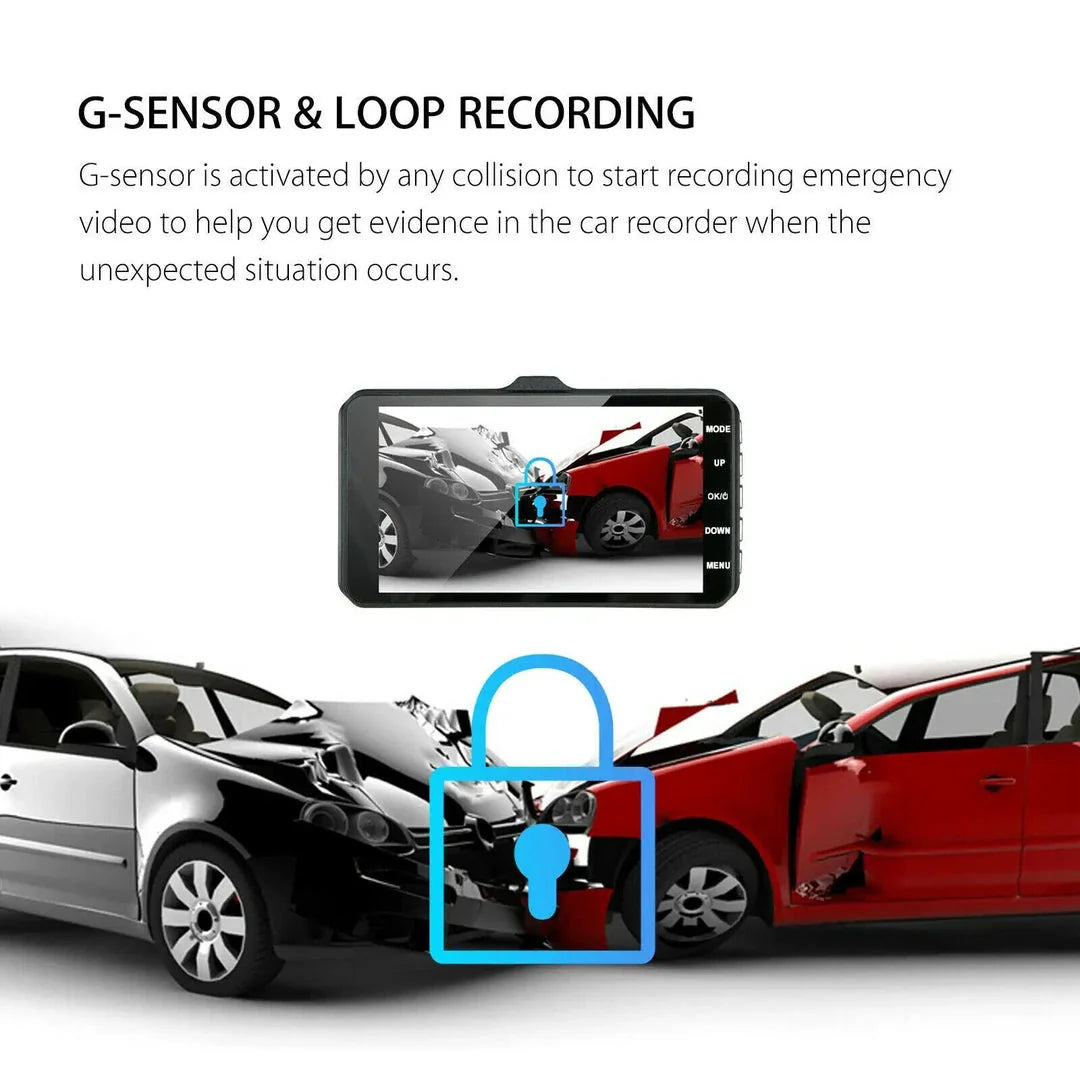 1080P Dual Dash Cam with Night Vision and 170° Wide-Angle Lens for Enhanced Road Safety
