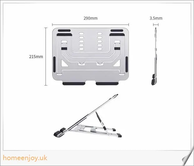 Adjustable aluminium laptop stand with multi-angle desk support and cooling bracket riser