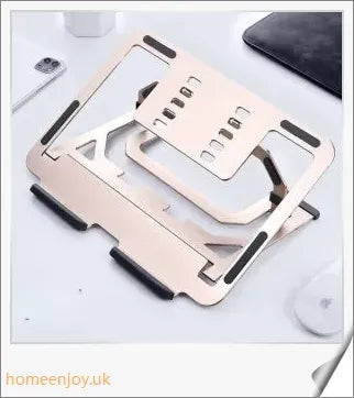 Adjustable aluminium laptop stand with multi-angle desk support and cooling bracket riser