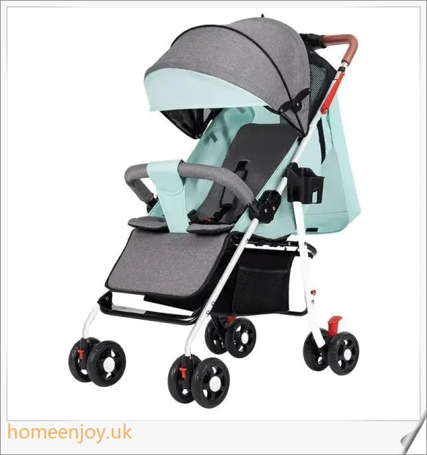 Premium portable and foldable baby stroller with adjustable awning and removable handrail for easy travel and cleaning