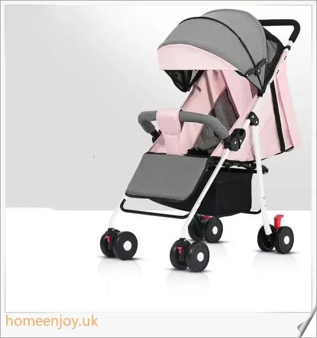 Premium portable and foldable baby stroller with adjustable awning and removable handrail for easy travel and cleaning