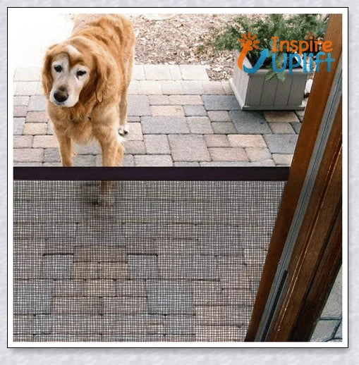 High-quality indoor retractable dog gate mesh in two size options, designed to keep pets and children safe in the home