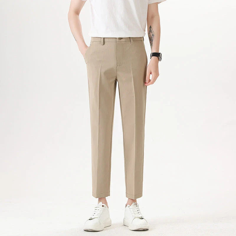 Light Luxury Men's Casual Small Trousers in various colours and sizes, featuring a stretch, pencil-leg design for a tailored, refined look.