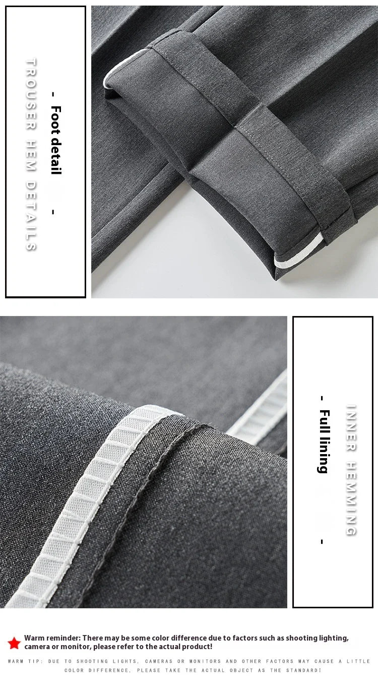 Light Luxury Men's Casual Small Trousers in various colours and sizes, featuring a stretch, pencil-leg design for a tailored, refined look.