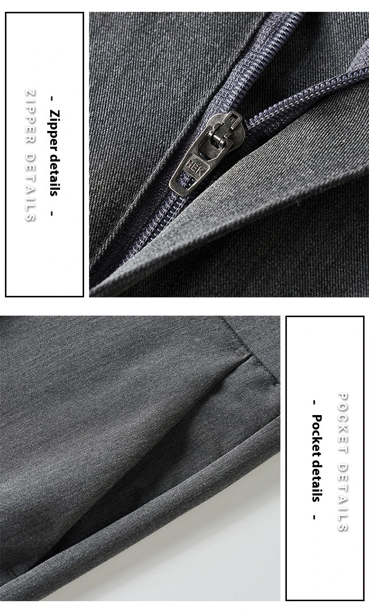 Light Luxury Men's Casual Small Trousers in various colours and sizes, featuring a stretch, pencil-leg design for a tailored, refined look.