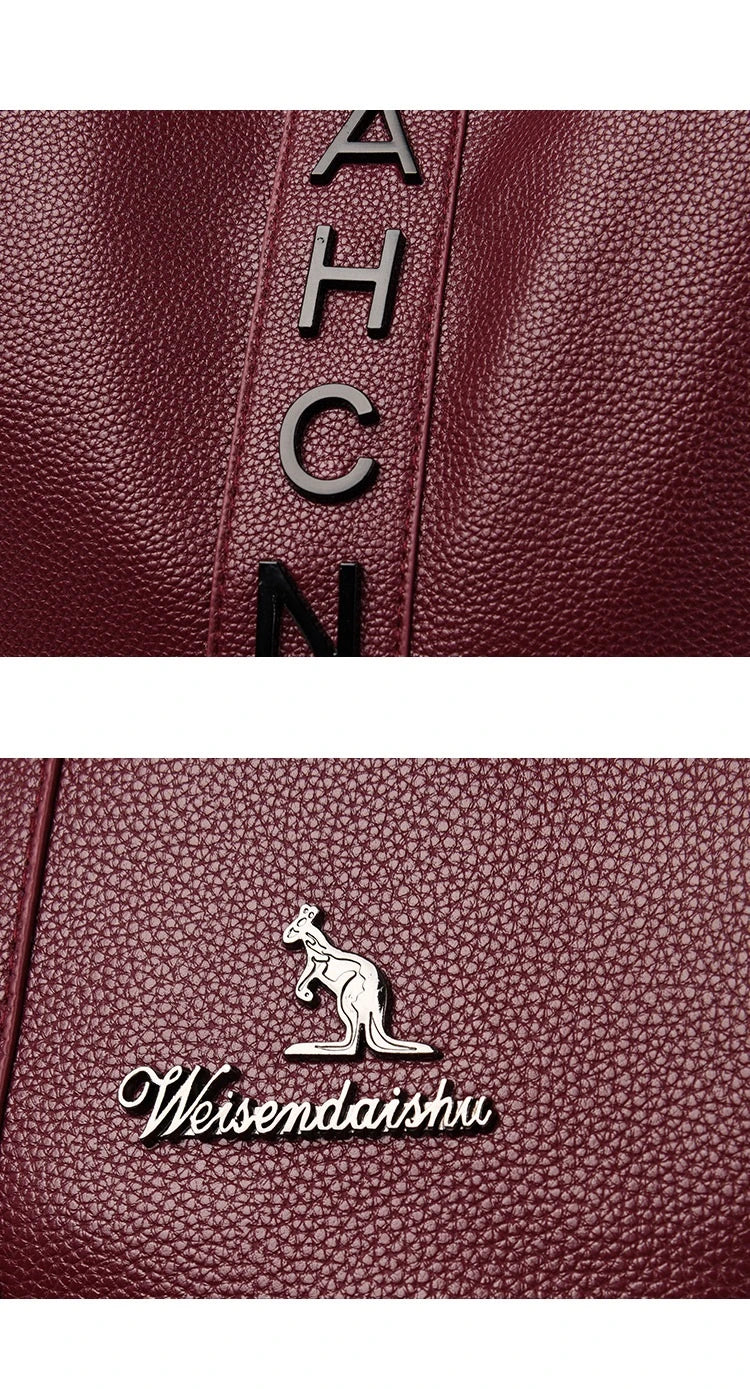 Fashionable women's backpack with letter design, large capacity, and soft PU leather construction