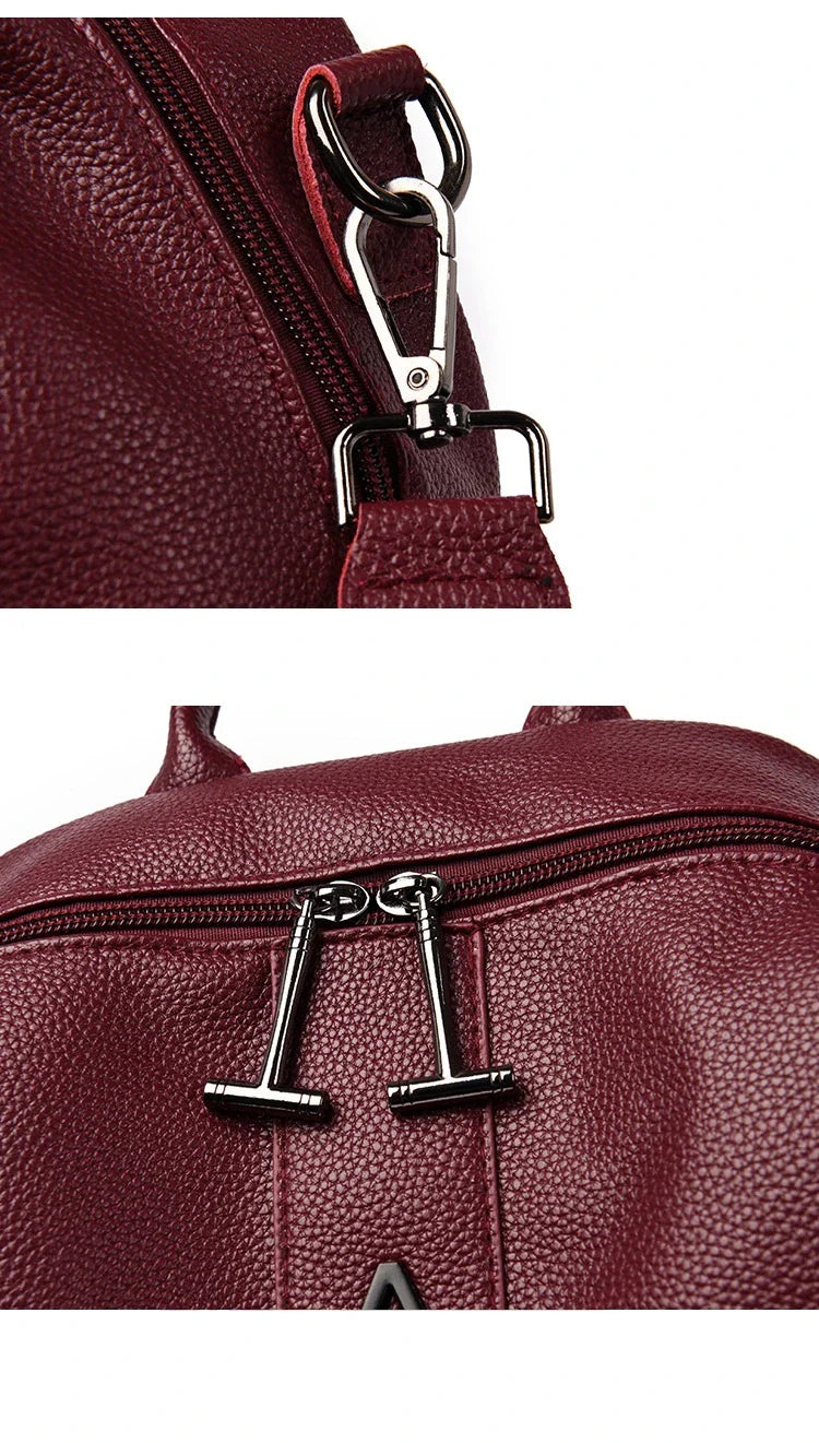 Fashionable women's backpack with letter design, large capacity, and soft PU leather construction