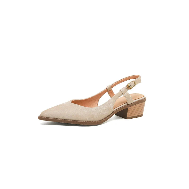 Elegant and comfortable slingback leather pumps in a stylish green colour