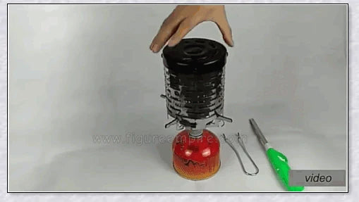 Portable propane gas heater for tent, designed for cosy outdoor experiences in the UK.