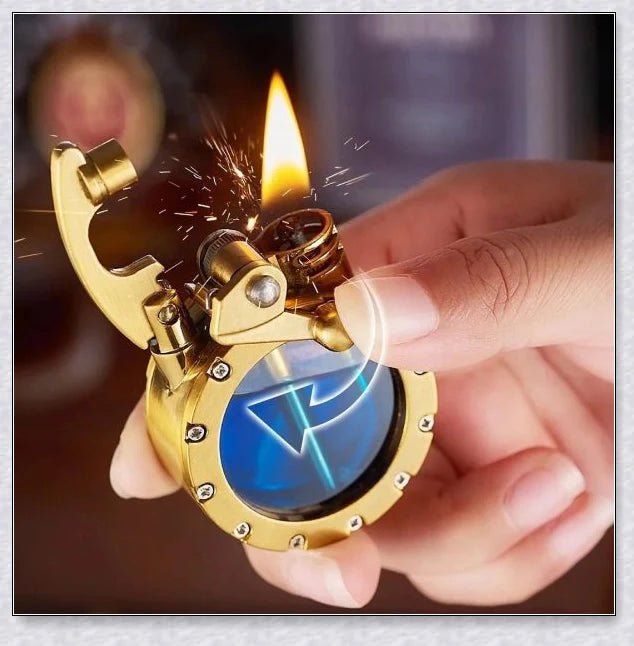 Vintage Trench Transparent Kerosene Antique Steampunk Lighter - Durable metal body, transparent design, and effortless ignition for a refined smoking experience.