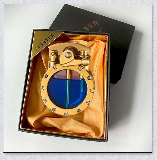 Vintage Trench Transparent Kerosene Antique Steampunk Lighter - Durable metal body, transparent design, and effortless ignition for a refined smoking experience.