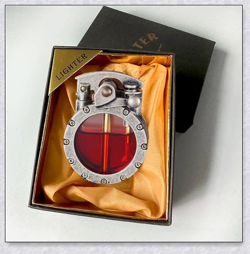 Vintage Trench Transparent Kerosene Antique Steampunk Lighter - Durable metal body, transparent design, and effortless ignition for a refined smoking experience.