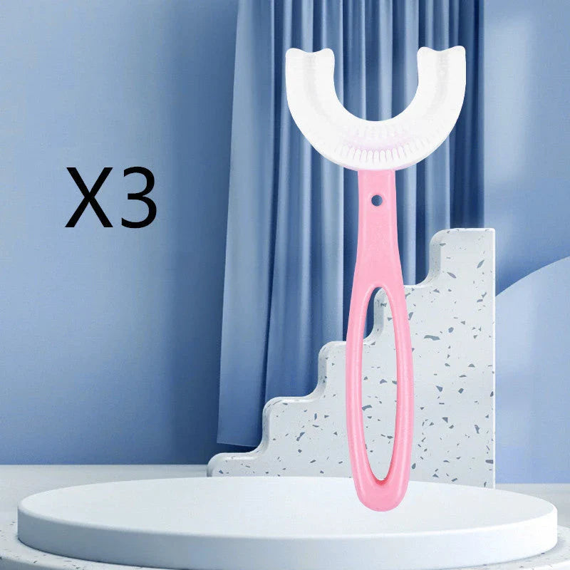 U-Shaped Soft Rubber Toothbrushes for Kids in Vibrant Colors
