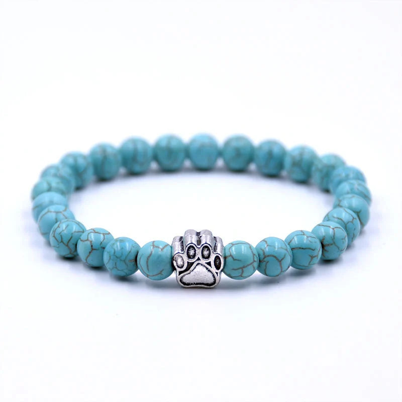 Natural Stone Dog Paw Bracelet with anti-fatigue benefits, perfect for dog lovers and wellness enthusiasts.