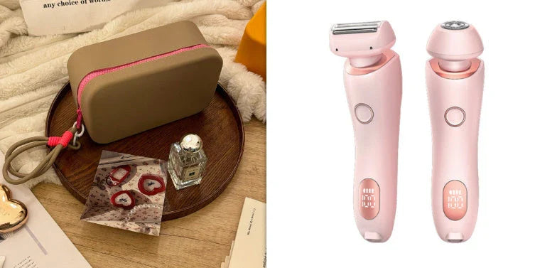 Rechargeable electric shaver for women with dual-head design for whole-body and precision hair removal